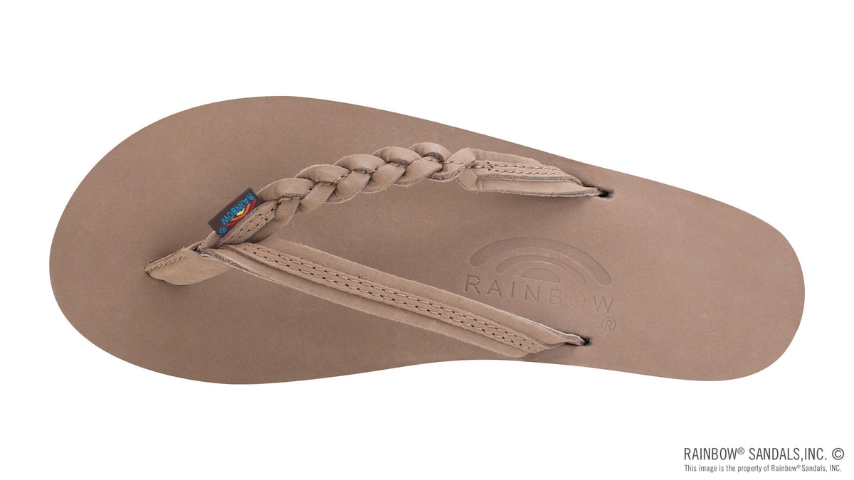 Rainbow Sandals Women&#39;s Flirty Braidy -  Single Layer - 1/2&quot; Braided Strap - Sierra Brown