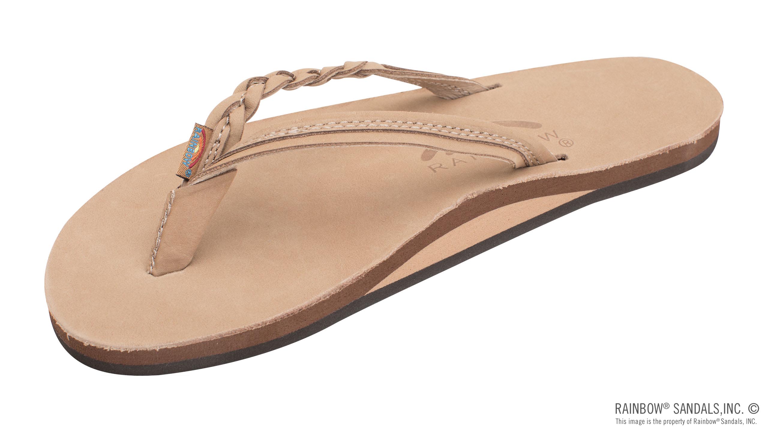 Rainbow Sandals Flirty Braidy - Single Layer 1/2" Narrow Strap with Braid - Sierra Brown
