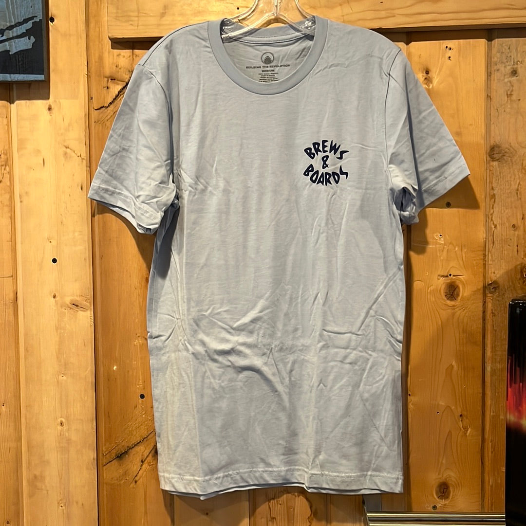 Building the Revolution Brews &amp; Boards Tee - Light Blue