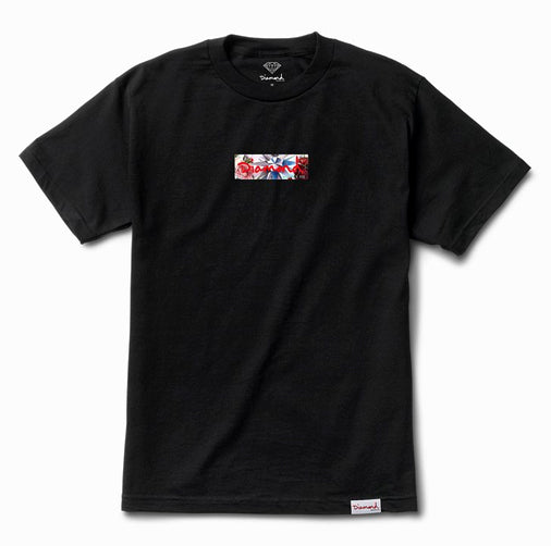 DIAMOND FLORAL BOX LOGO TEE  (BLACK) Sunny Smith LLC