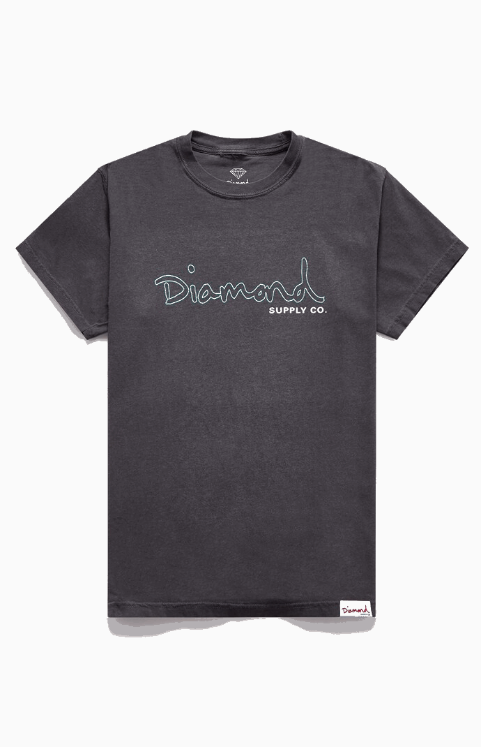 DIAMOND TRACE OG SCRIPT TEE  (PEPPER BLACK) Sunny Smith LLC