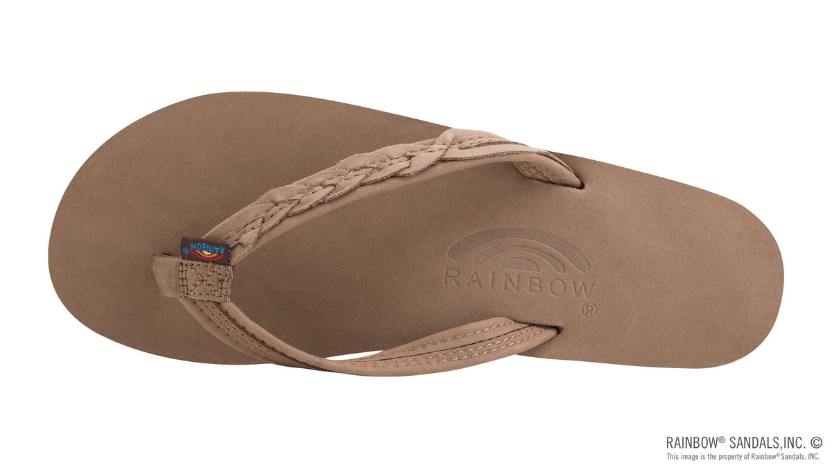 The Madison – Single Layer Arch Support with a Braid on a 1/2&quot; Narrow Rolled Strap Dark Brown