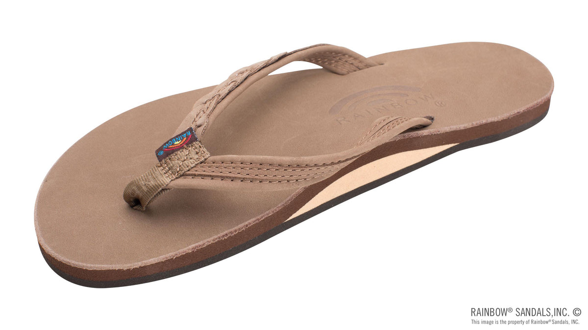 The Madison – Single Layer Arch Support with a Braid on a 1/2&quot; Narrow Rolled Strap Dark Brown