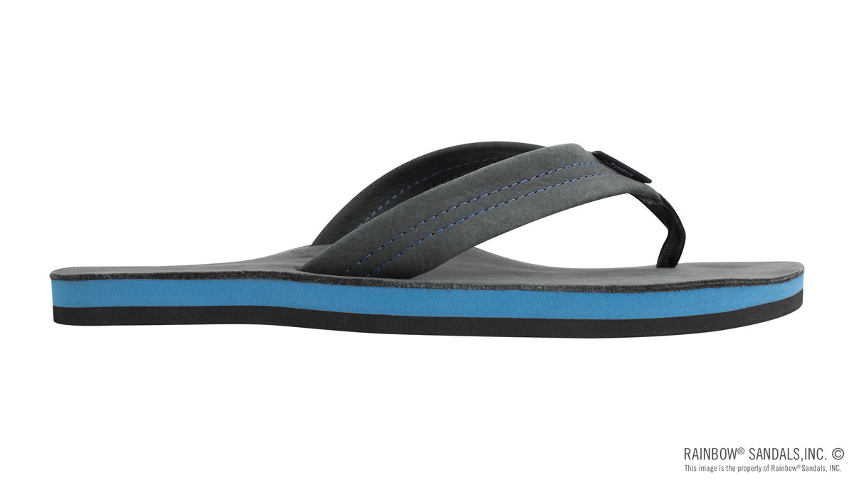Rainbow Sandals Men&#39;s Premier Blues - Single Layer - 1&quot; Strap - Black/Blue Sunny Smith LLC