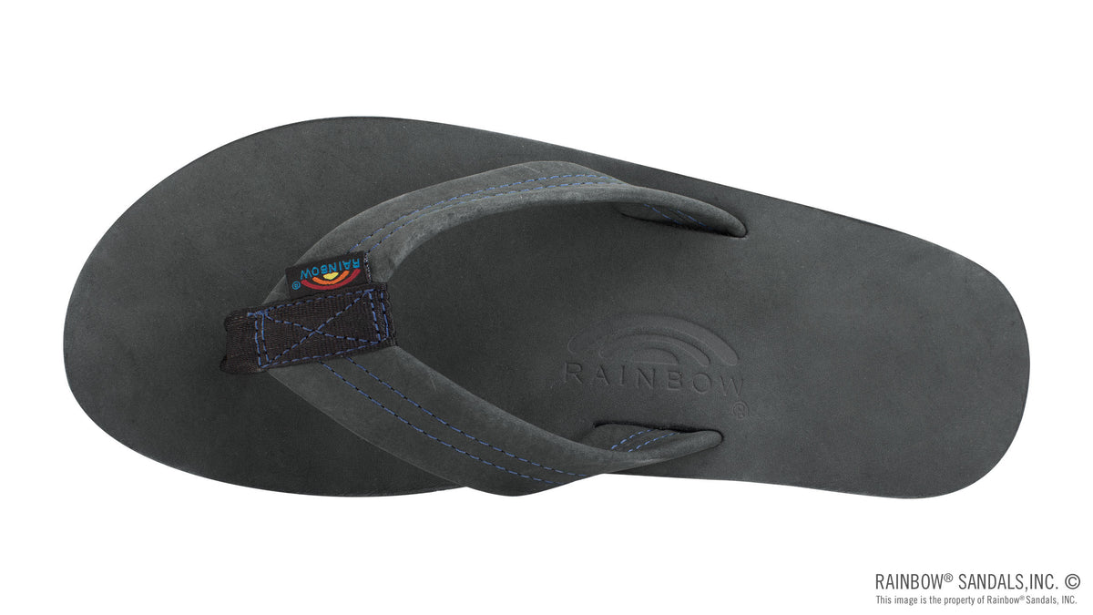 Rainbow Sandals Men&#39;s Premier Blues - Single Layer - 1&quot; Strap - Black/Blue Sunny Smith LLC