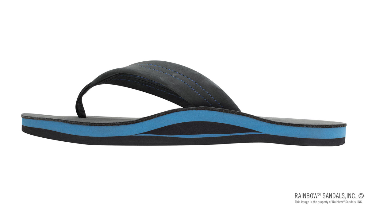 Rainbow Sandals Men&#39;s Premier Blues - Single Layer - 1&quot; Strap - Black/Blue Sunny Smith LLC