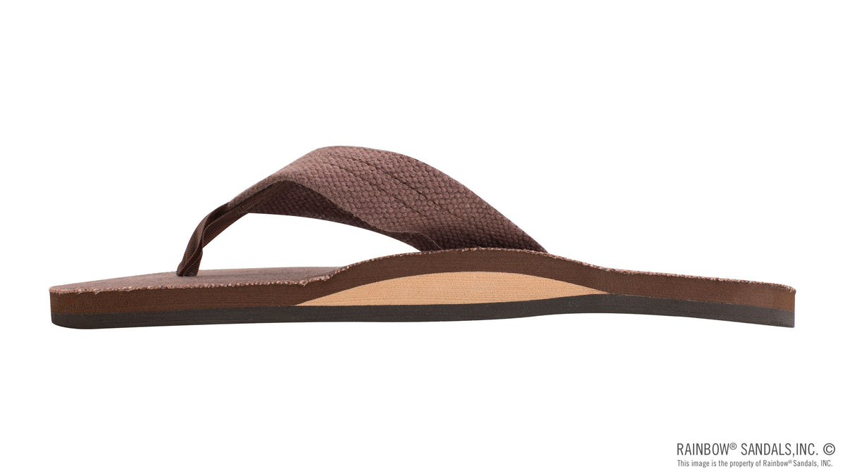 Rainbow Sandals Men&#39;s Single Layer Hemp - 1&quot; Strap - Brown Sunny Smith LLC