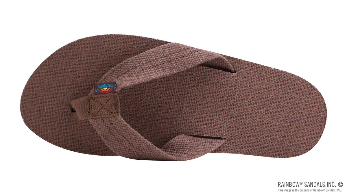 Rainbow Sandals Men&#39;s Single Layer Hemp - 1&quot; Strap - Brown Sunny Smith LLC