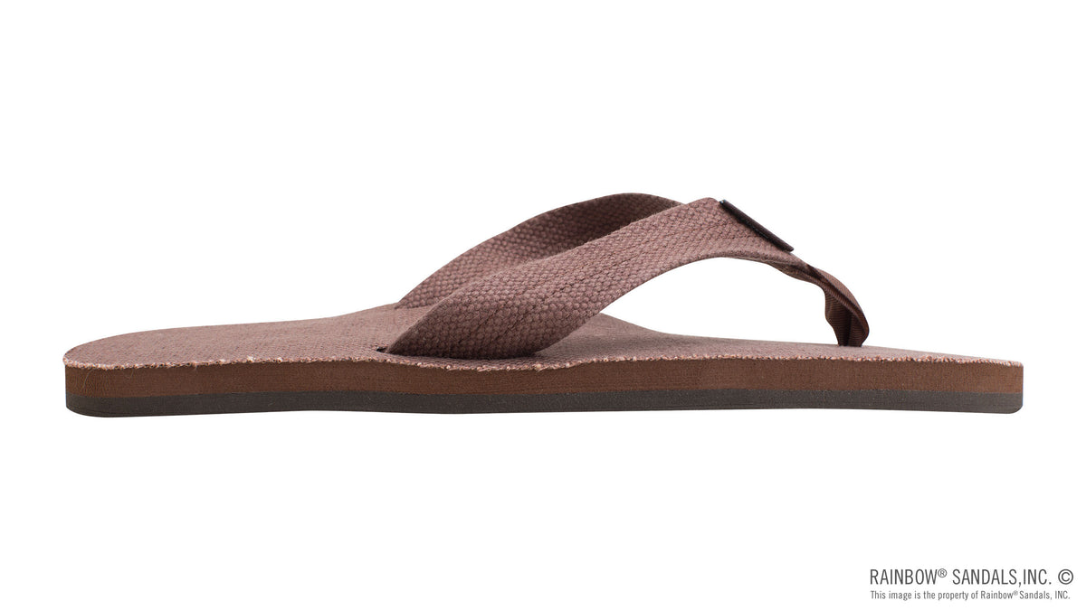 Rainbow Sandals Men&#39;s Single Layer Hemp - 1&quot; Strap - Brown Sunny Smith LLC