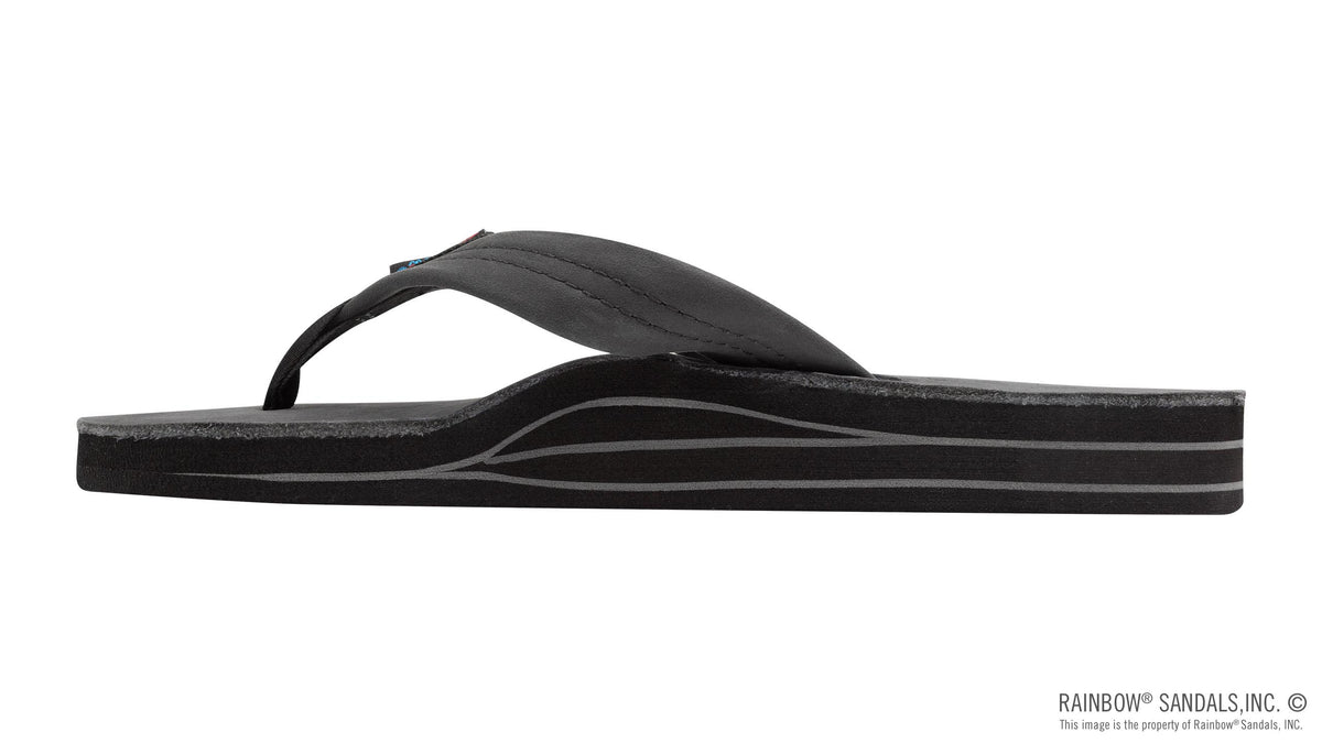 Rainbow Sandals Women&#39;s - Double Layer - 1&quot; Strap - Black Sunny Smith LLC
