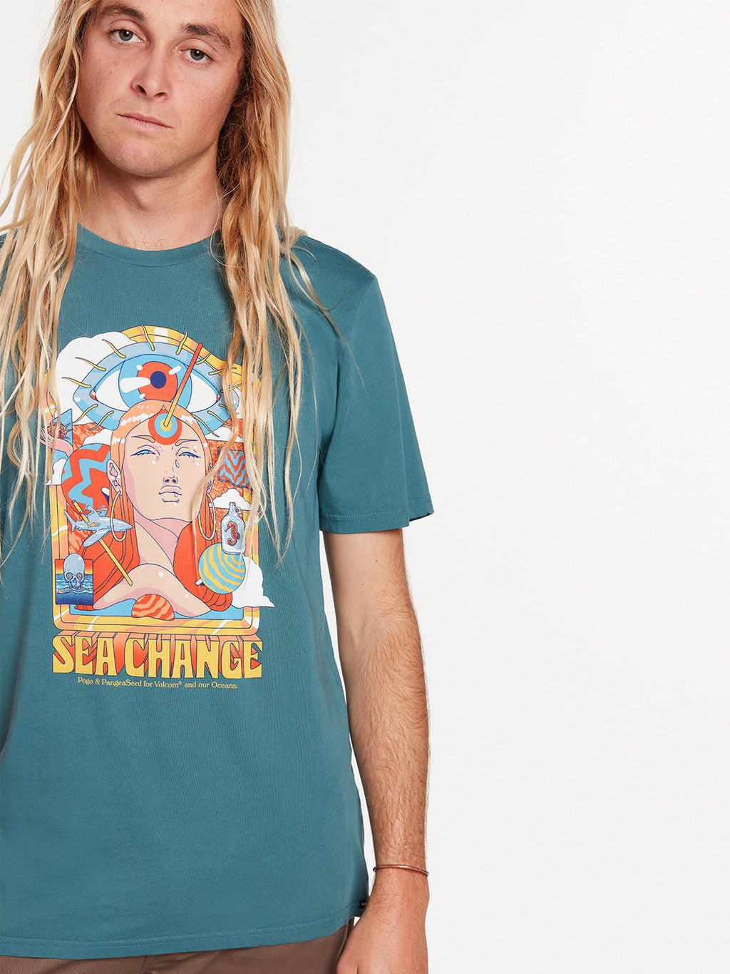 VOLCOM PANGEASEED MEN'S SS TEE- HYDRO BLUE Sunny Smith LLC