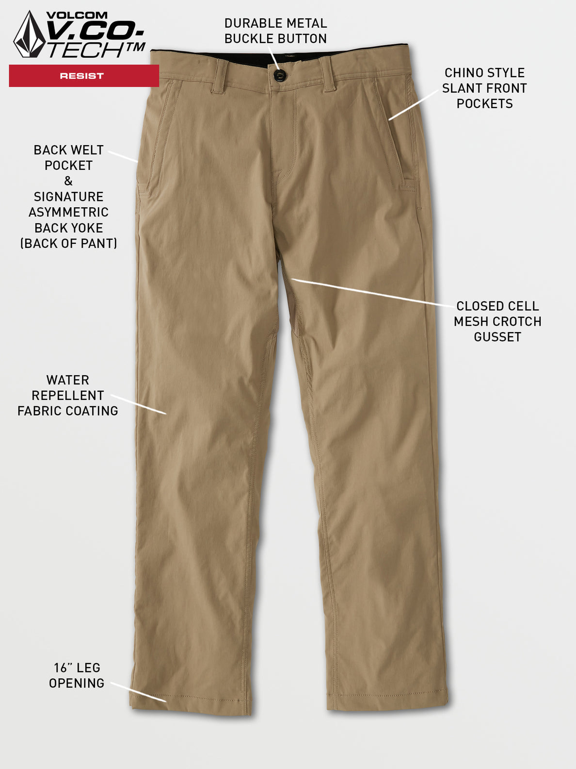 Volcom Frickin&#39; Tech Chino Pant Sunny Smith LLC